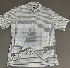 FootJoy XL Multi-Stripe Blue Brown Black White Stretch Performance Golf Polo
